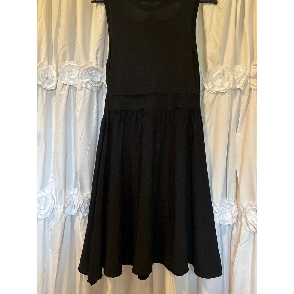 RED Valentino Black Knit Sleeveless Dress Lace Peter Pan Collar Bow Waist - Picture 5 of 11